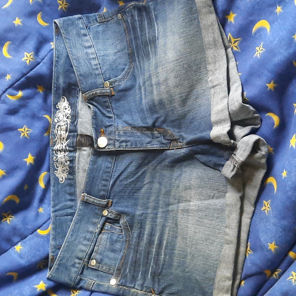 Express cuffed jean shorts